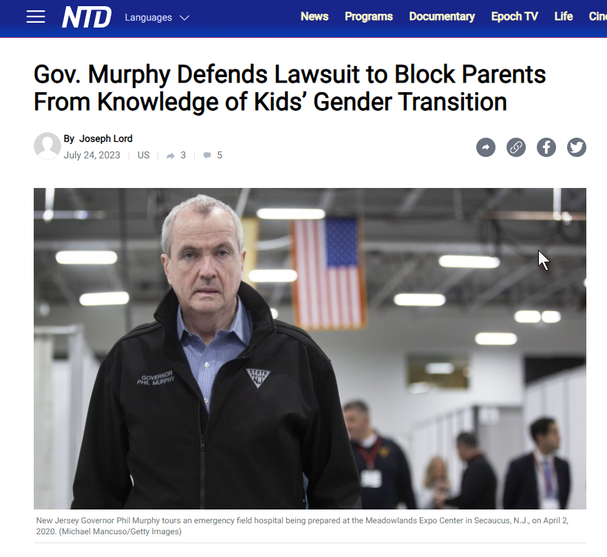 2023_ nj Gov._Murphy_Defends_Lawsuit_to_Block_Parents_From_Knowledge_of_Kids_Gender_Tran