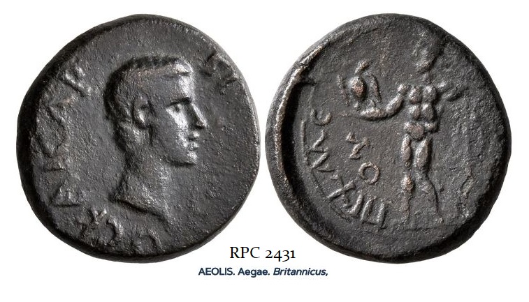 AEOLIS Aegae. Britannicus Circa 43 55 AD. AE 16mm RPC 2431