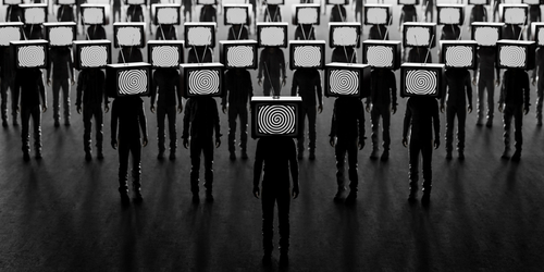Zombie,People,With,An,Old,Tv,Instead,Of,Head.,Mass