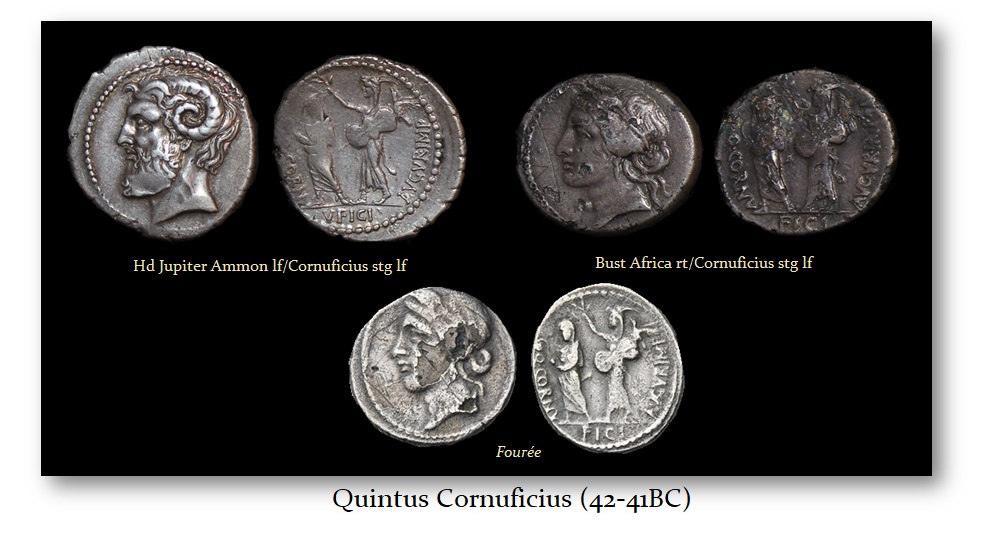 CORNUFICIUS AR denarius Jupiter and Bust of Africa