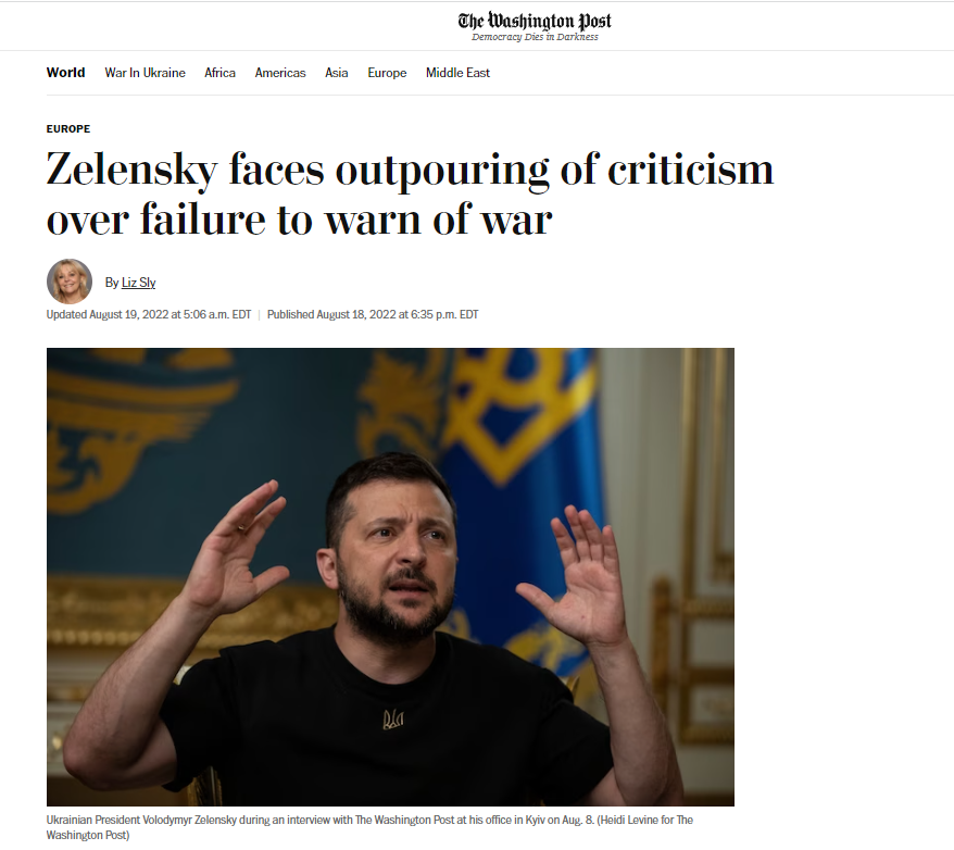 Zelensky Did not warn people Washington Post 8 19 22 Zelensky Did not warn people Washington Post 8 19 22