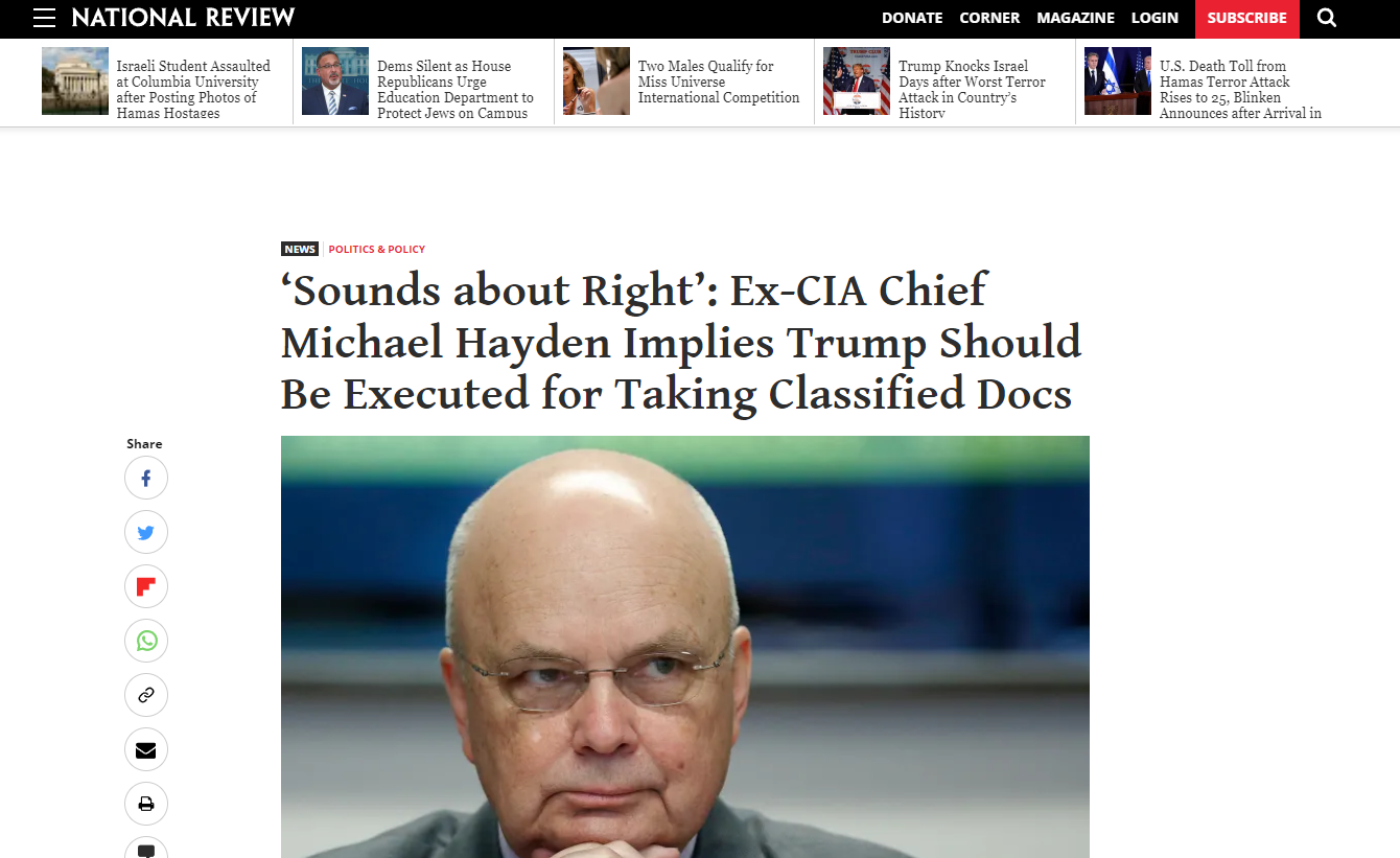 CIA_Chief_Michael_Hayden wants Trumop Executed