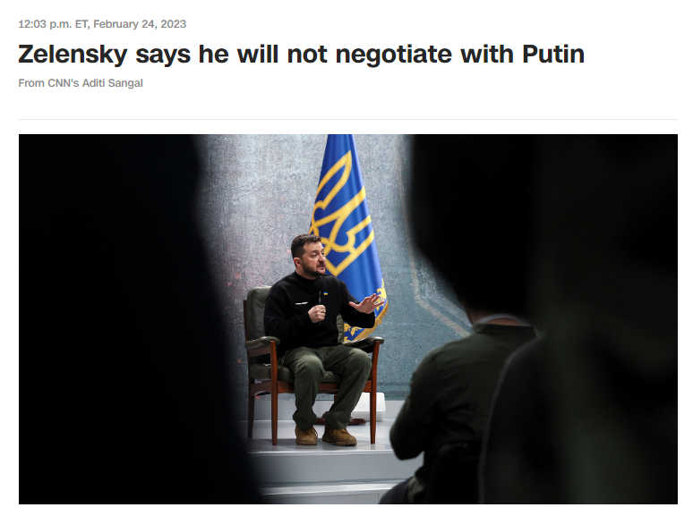 Zelensky wil not negotiate with Putin 2 2023