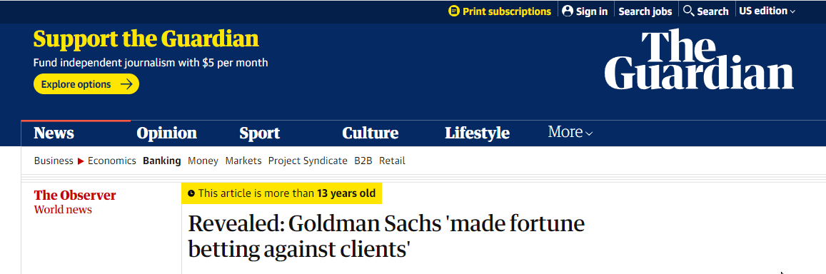 Goldman traded against clients