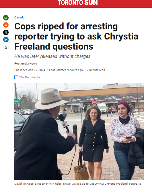 Freeland has Journalist Arrested