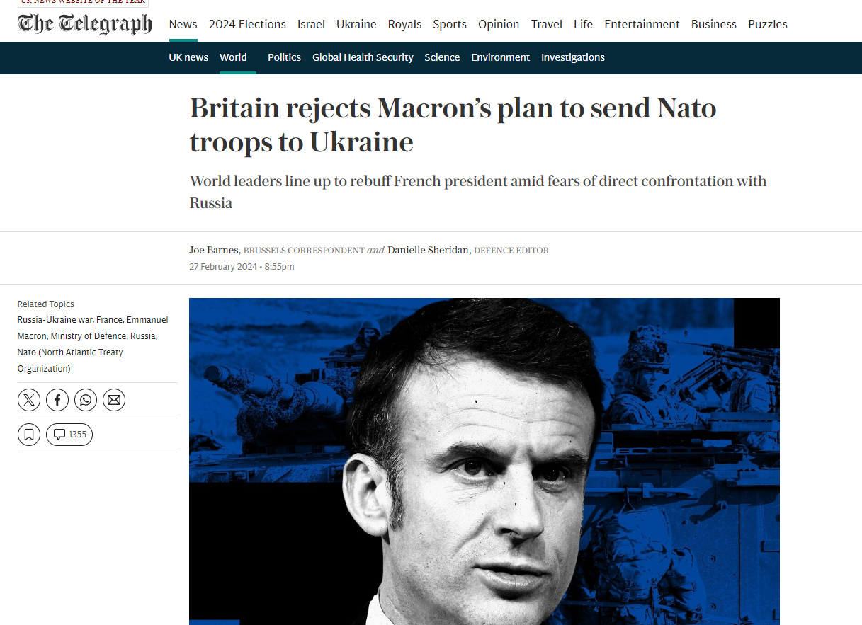 Macron NATO send Troops to Ukraine