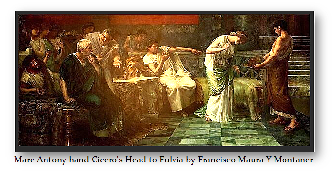Antony give Cicero head to Fulvia