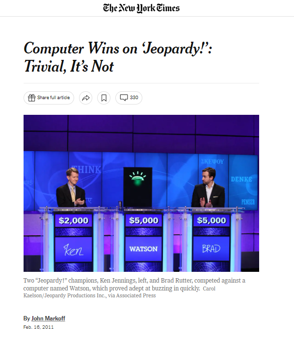IBM Watson on Jeopardy