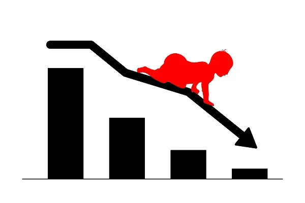 Birth,Rate,Decreasing,And,Declining,Concept.,Demographic,Decline,Icon.,Baby