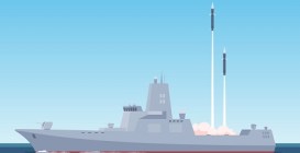 Military,Ships.,A,Missile,Carrier,Launches,A,Missile,From,The