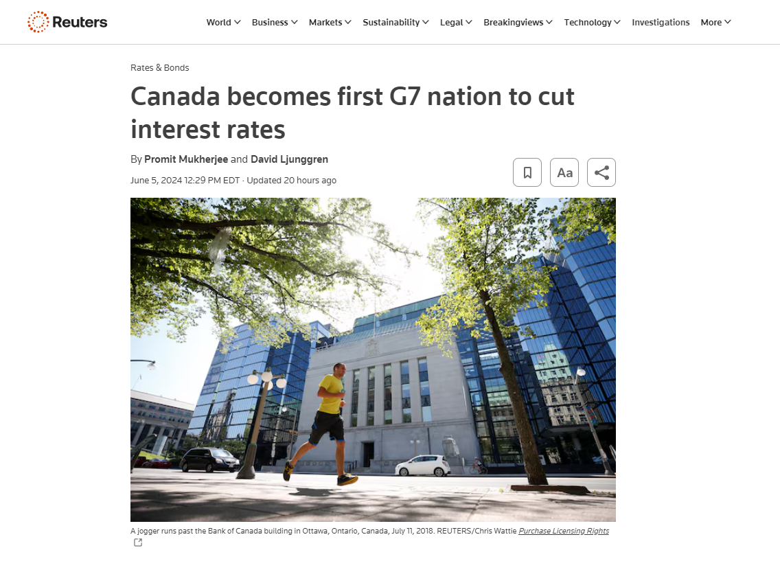 Canada_becomes_first_G7_nation_to_cut_interest_rates_Reuters 6 6 24