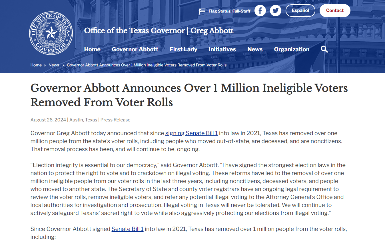 TEXAS_Governor_Abbott_Announces_Over_1_Million_Ineligible_Voters_Removed