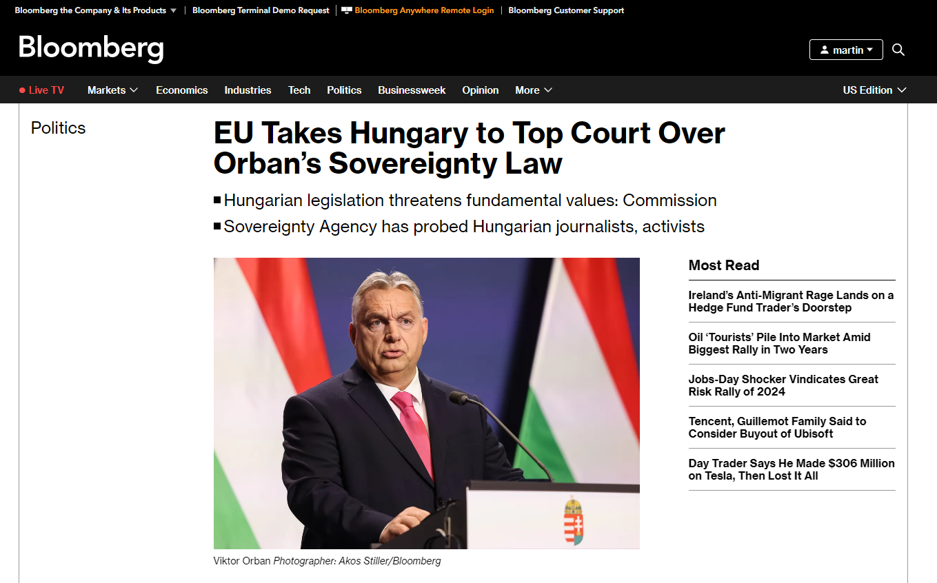 EU_Takes_Hungary_to_Top_Court_Over_Orban_s_Sovereignty_Law_Bloomberg