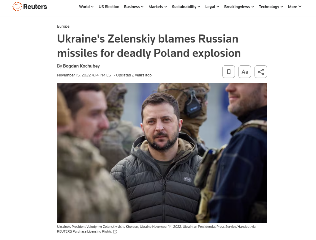 Zelenskiy Russian missiles attacks poland