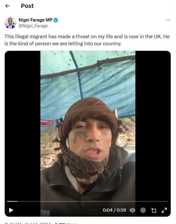2024_11_04_09_44_39_2_Nigel_Farage_MP_su_X_Questo_migrante_illegale_ha_rappresentato_una_minaccia_alla_mia_vita_e