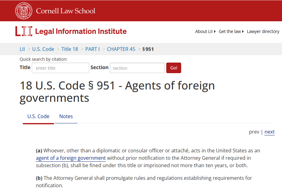 18_U.S._Code_951_Agents_of_foreign_governments_U.S._Code_US_Law_LII_