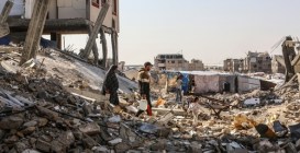 Displaced,Palestinians,Among,The,Rubble,Of,Destroyed,Homes,During,The