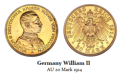 1914 William II AU 20 Mark