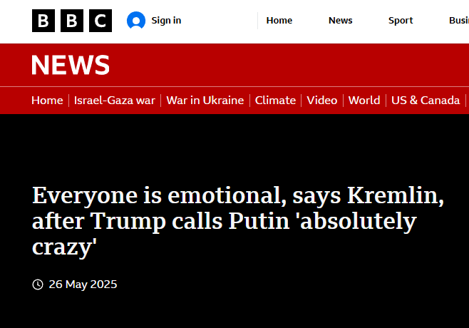 5 26 25 Trump_calls_Putin_absolutely_crazy