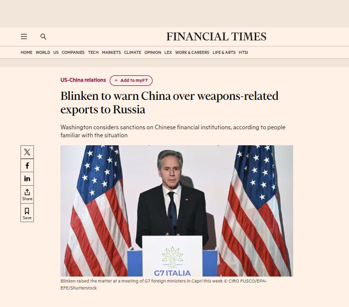 Blinken Threatened China