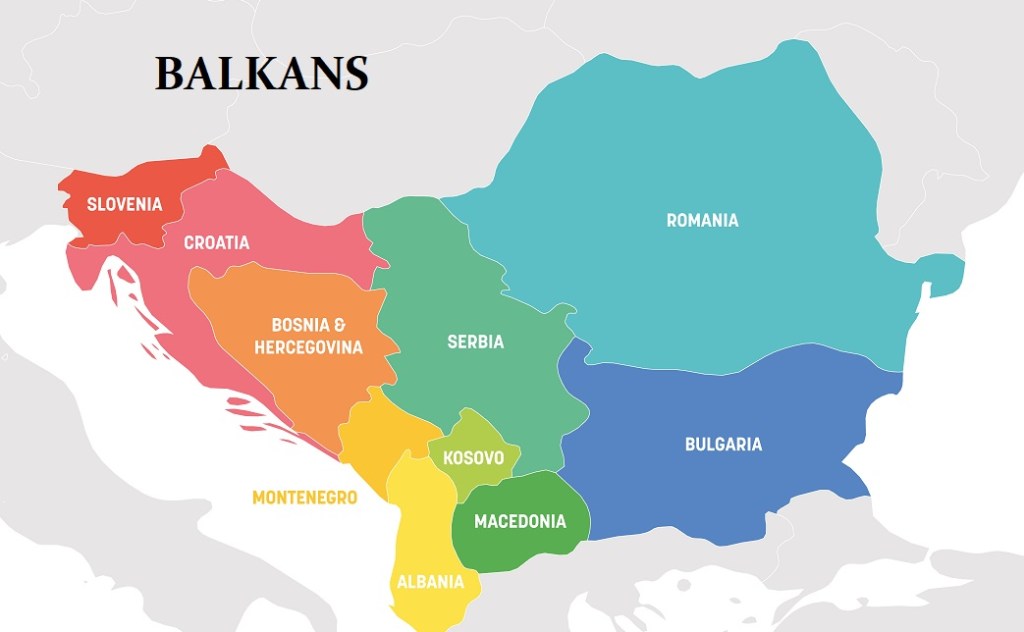 Southeast,Europe,Region.,Colorful,Map,Of,Countries,Of,Balkan,Peninsula.
