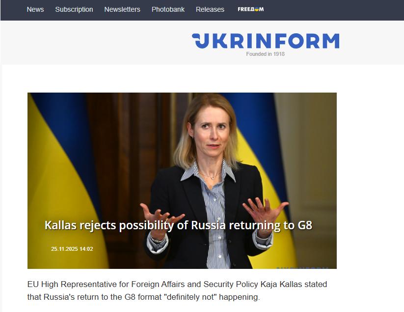 Kallas_rejects_possibility_of_Russia_returning_to_G8 Kallas_rejects_possibility_of_Russia_returning_to_G8