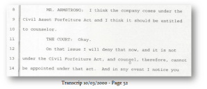 Civil Asset Forefeiture Denied