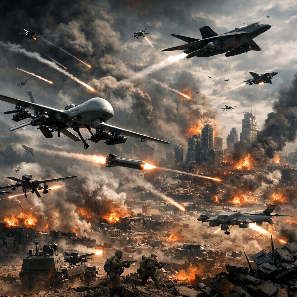 World,War,Using,Drones,&,Stealth,Jets