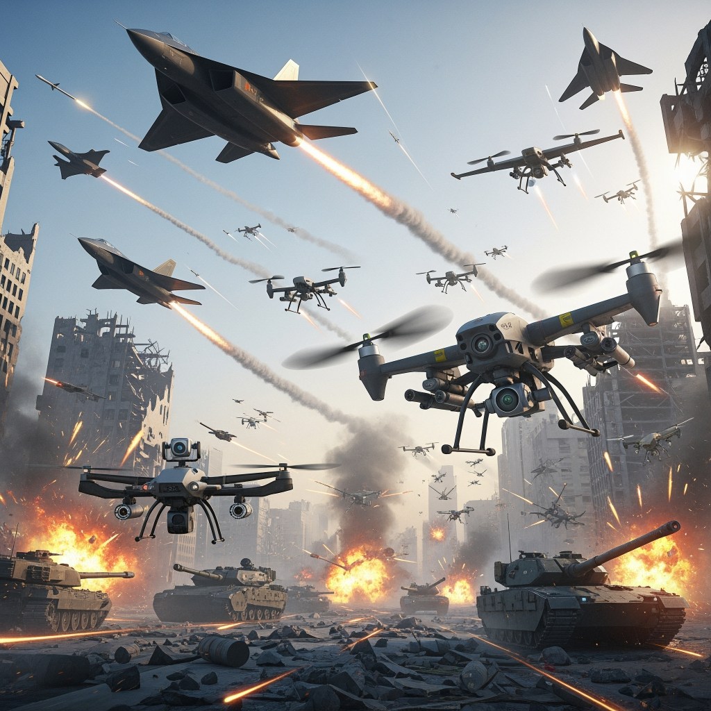 World,War,Using,Drones,&,Stealth,Jets