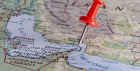 The,Strait,Of,Hormuz,Pinned,On,A,Map,,April,14,