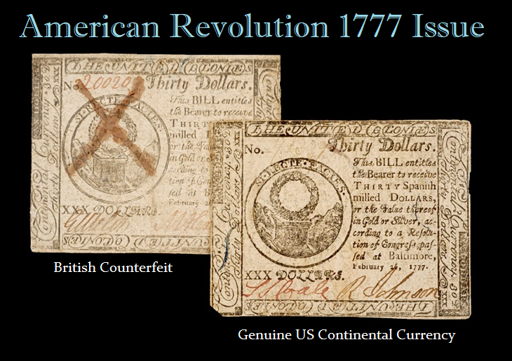 1777 British Counterfeit US Colonial Currency 1777 British Counterfeit US Colonial Currency