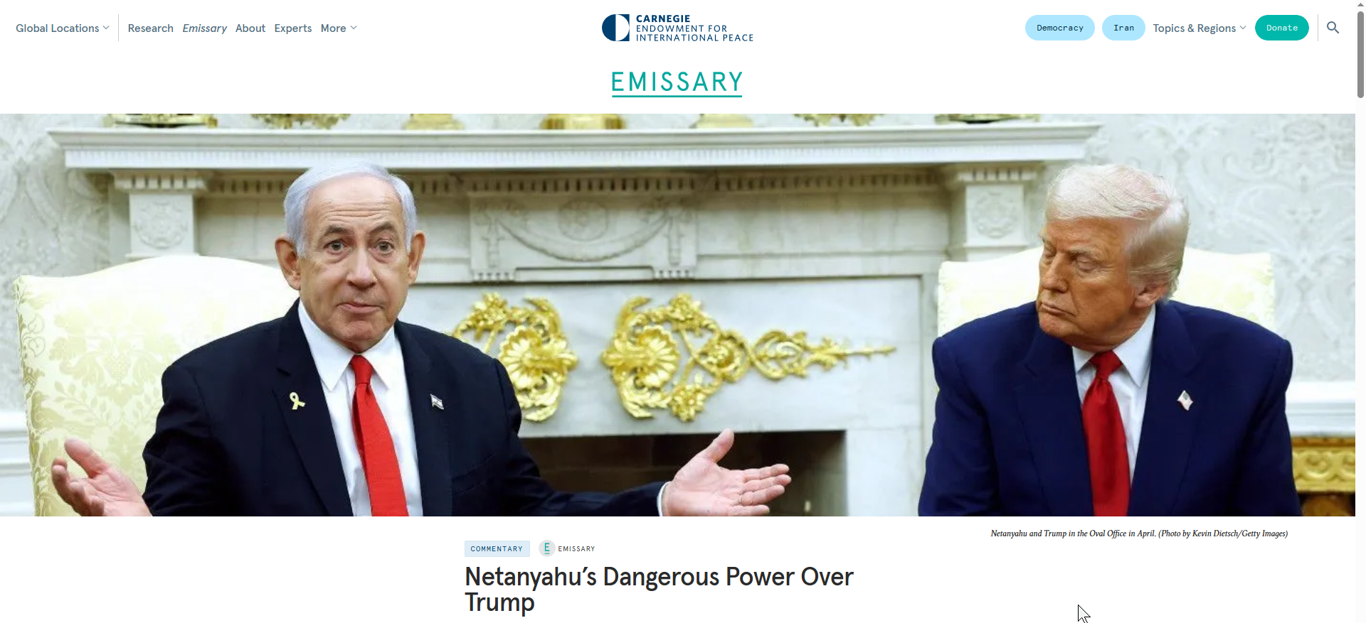 Netanyau Power over Trump