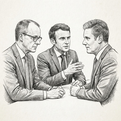 Draw,Merz,,Macron,,And,Starmer,In,Pencil