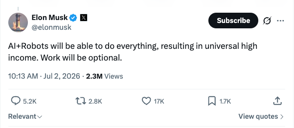 Musk Universal Income Musk Universal Income