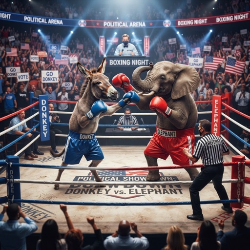Donkey,And,Elephant,In,A,Boxing,Ring