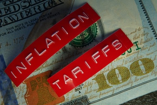 Red,Tariffs,And,Inflation,Labels,On,A,Hundred,Dollar,Bill