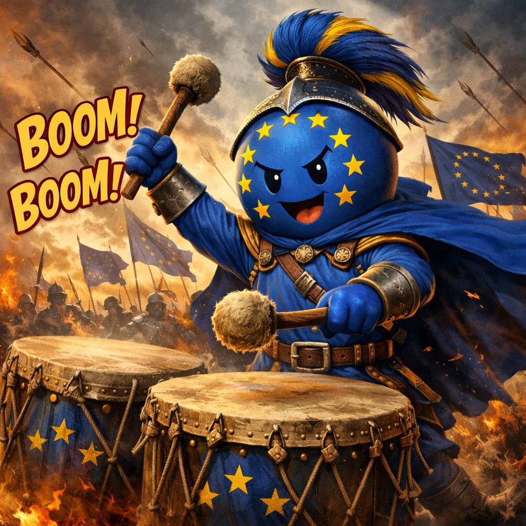 Eu,Mascot,Beating,The,War,Drums