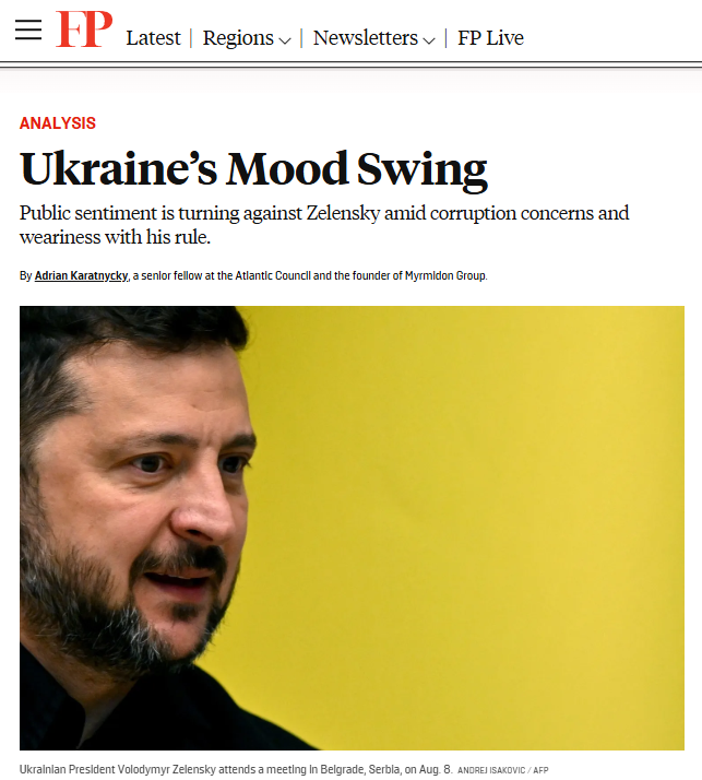 FP Zelensky Losing Support FP Zelensky Losing Support