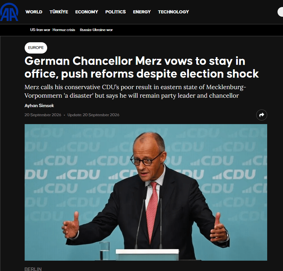 Merz Vows to Stay 9-20-26
