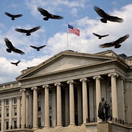 Vultures,Circling,Above,The,Us,Treasury,Building