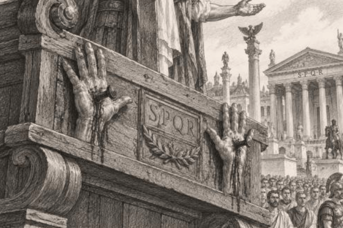 Cicero Hands nailed to Rostrum