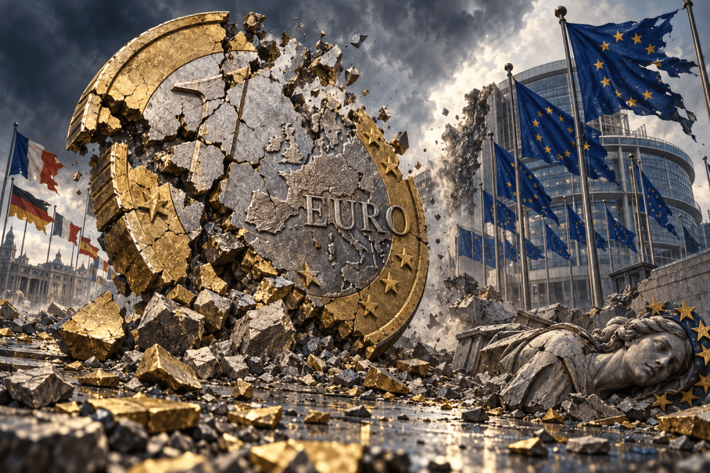 Crumbling Euro Amid EU Ruins