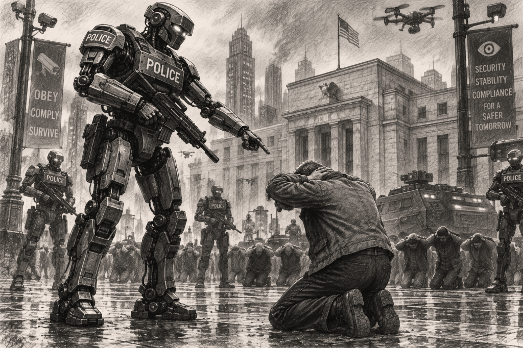 Dystopian Robot Police Crackdown