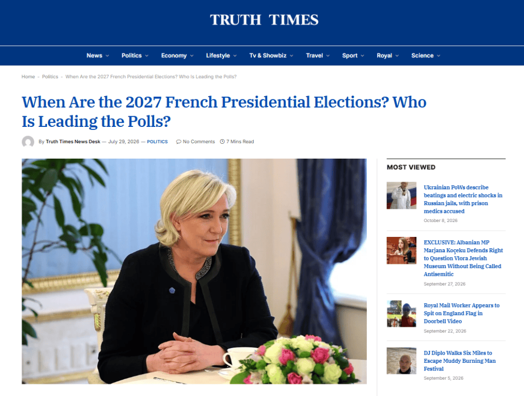 Le Pen 2027 April Election